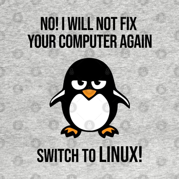 Switch to Linux Angry Tux Penguin by alltheprints